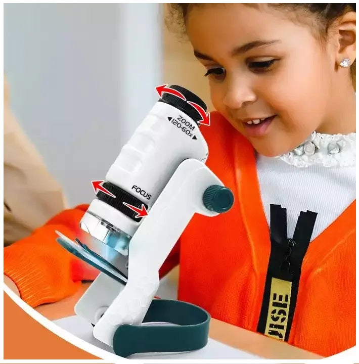 Microscopio 3 en 1 Educativo Infantil 120X Luz LED Integrado