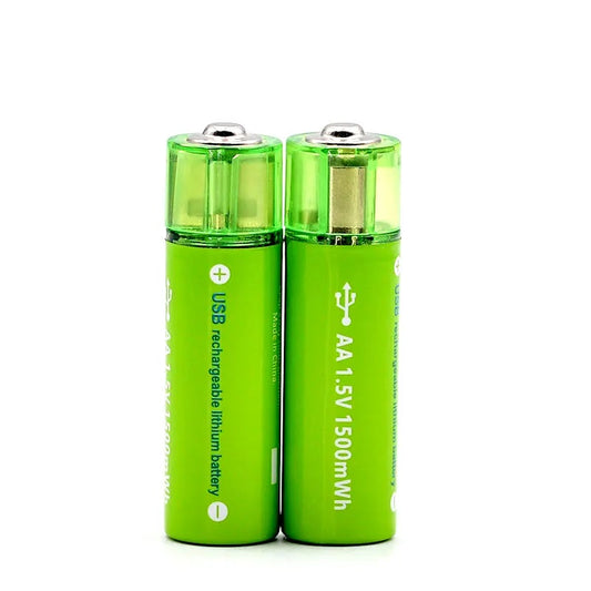 Pack de 4 Pilas AA USB Litio Recargables 1.5V 2200mAh 1200 Cargas