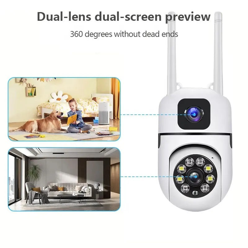 Cámara de Seguridad WiFi Lente Dual Monitoreo 360° Full HD 110° Visión