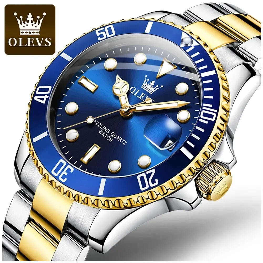 Reloj para Hombre de Lujo OLEVS Acero Inoxidable Cuarzo Sumergible 30M