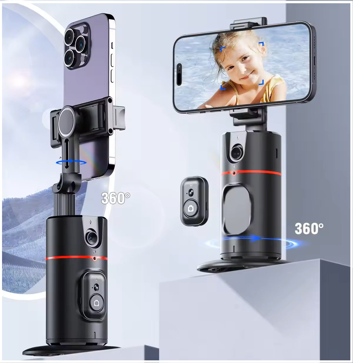 Trípode 360° Seguimiento Facial Automático con Control Remoto