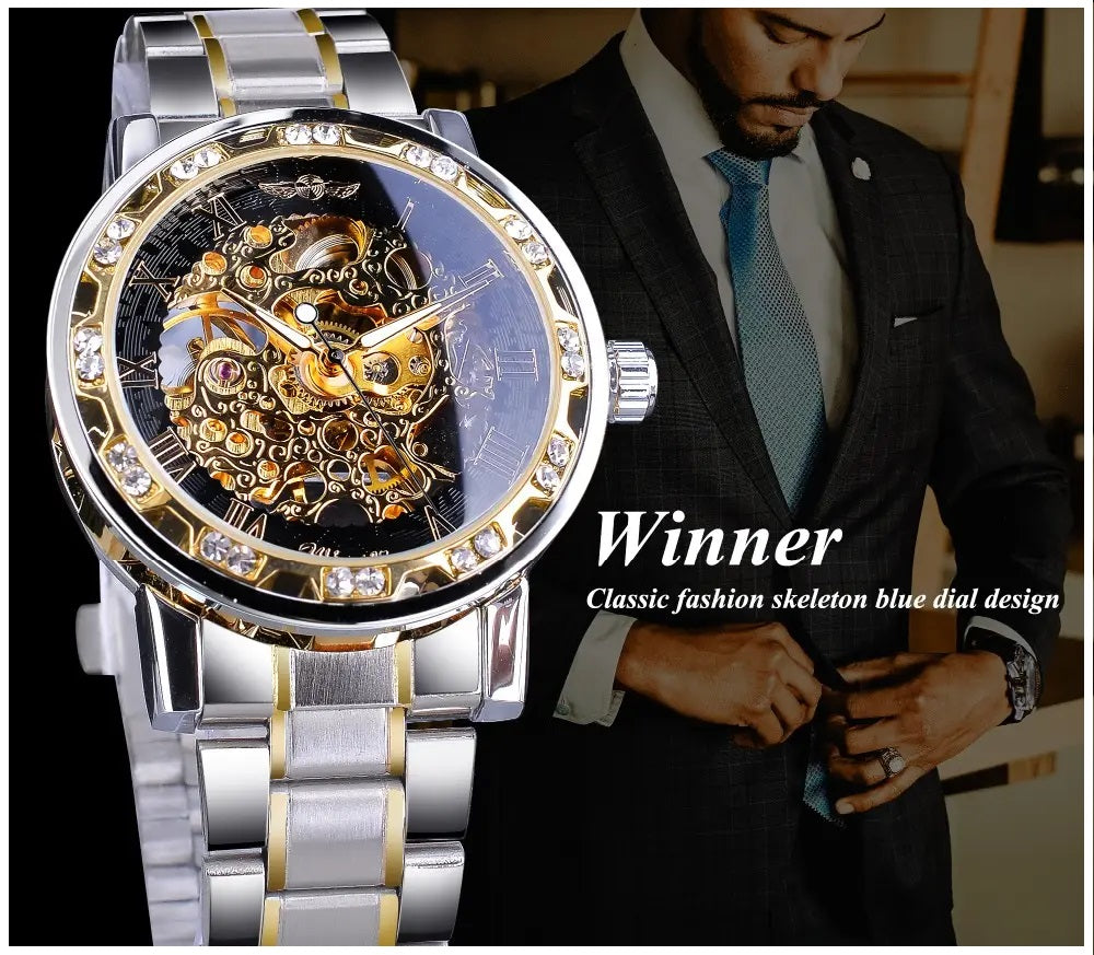 Reloj Mecánico Automático Winner de Lujo Correa Acero Inoxidable