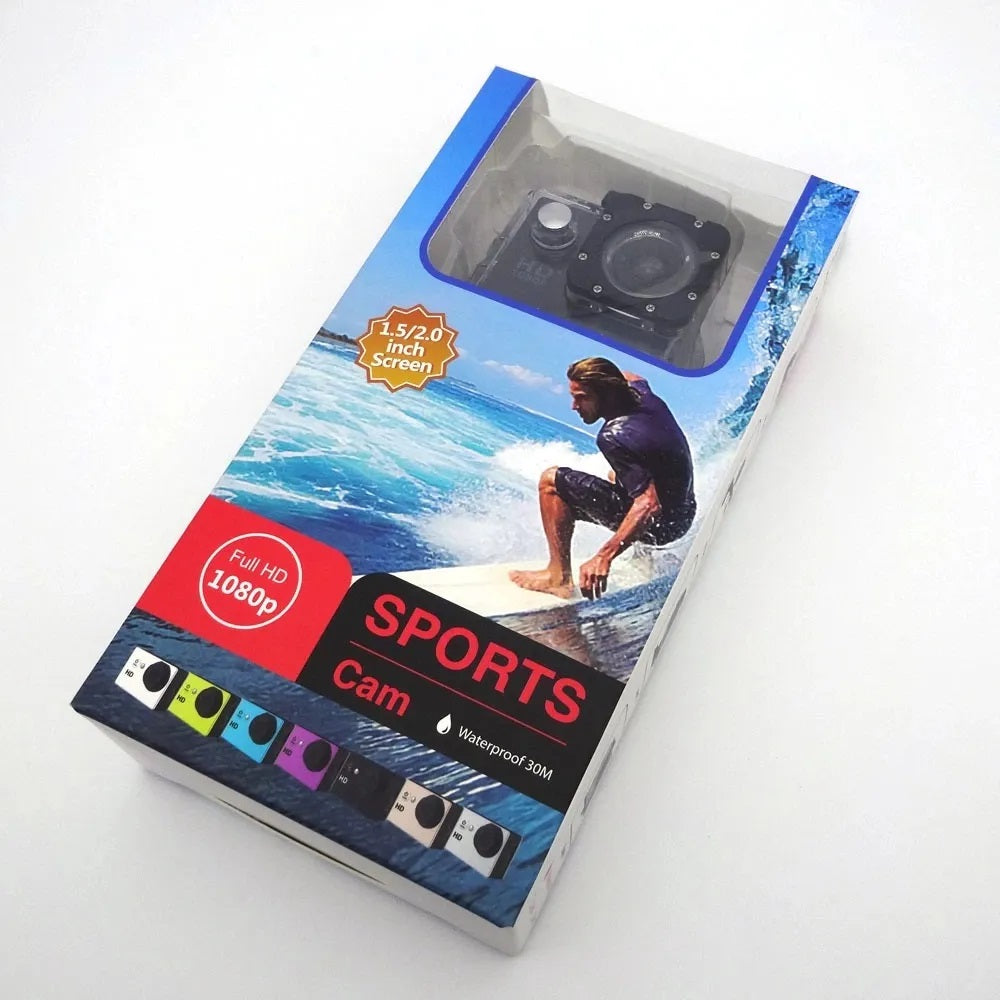 Cámara Deportiva HD 1080 Portátil Impermeable 30mt Gran Angular 140°
