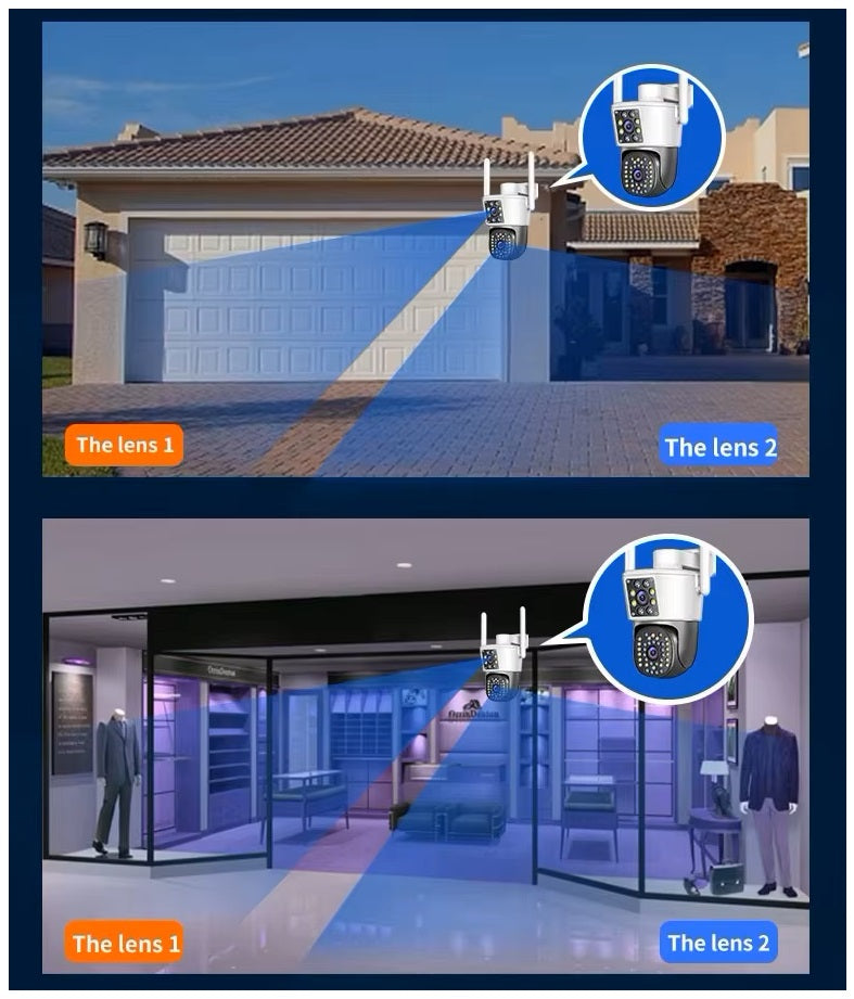 Cámara Seguridad WiFi Doble Lente Monitoreo 360° Full HD 110° Visión
