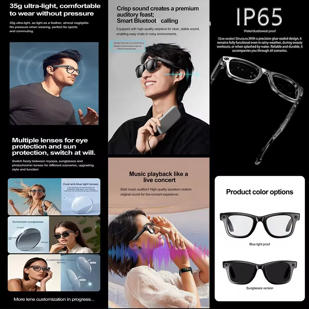 Gafas Inteligentes M01 con Cámara HD ChatGPT Traducción y Reducción de Ruido