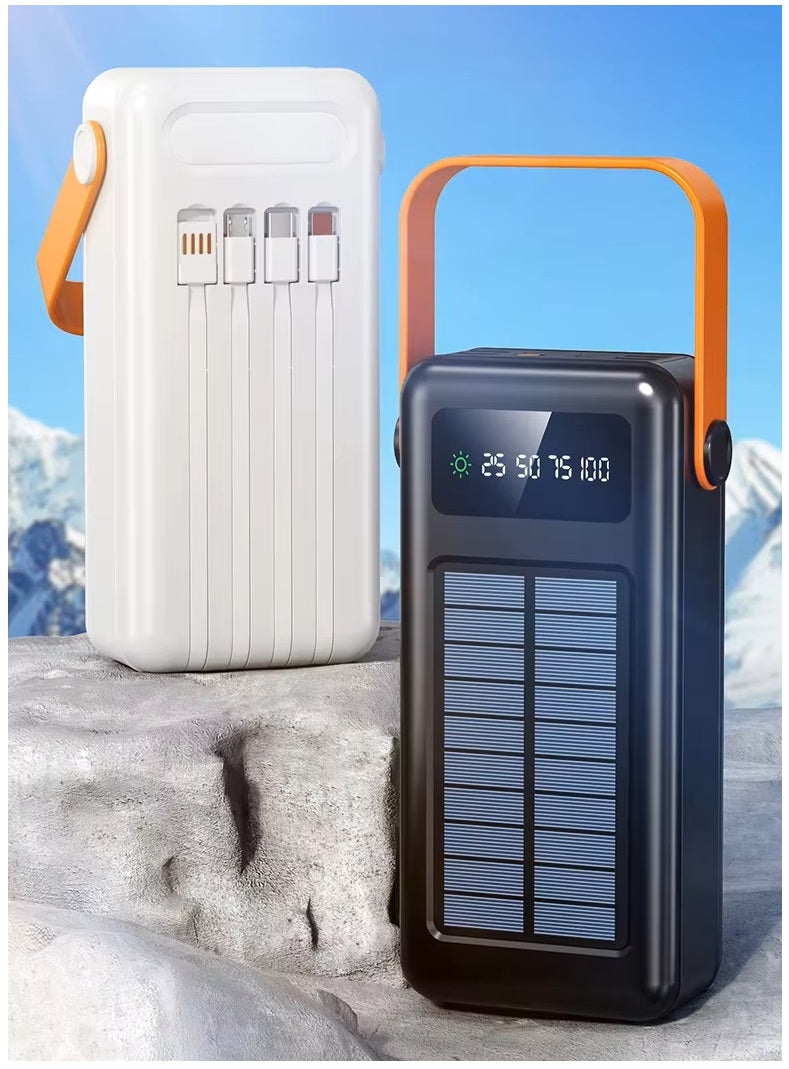 Batería Portátil Power Bank Solar 40000mAh Cables Integrados Luz LED