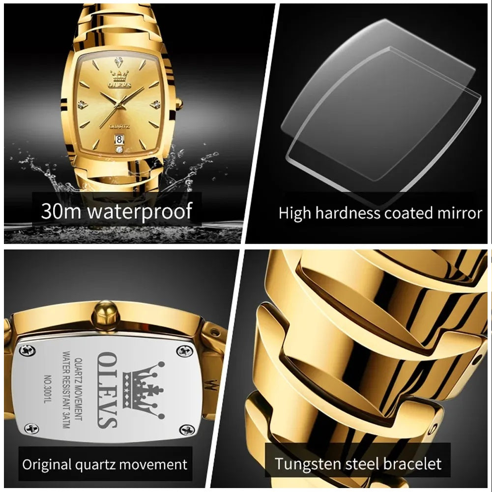 Reloj de Pulsera para Hombre Cuarzo Japonés, Resistente al Agua 30M