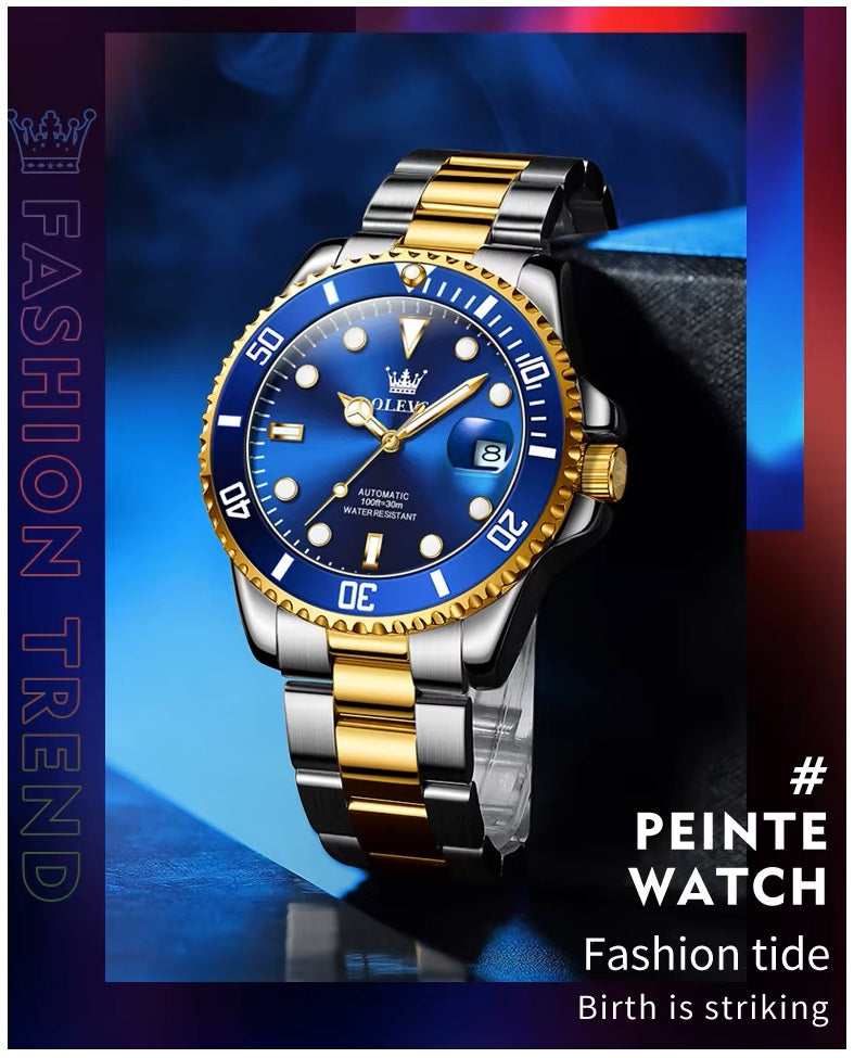 Reloj para Hombre de Lujo OLEVS Acero Inoxidable Cuarzo Sumergible 30M