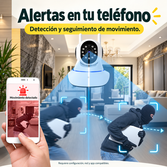 Cámara Inteligente WiFi 360° – Seguimiento de Movimiento · información en castellano