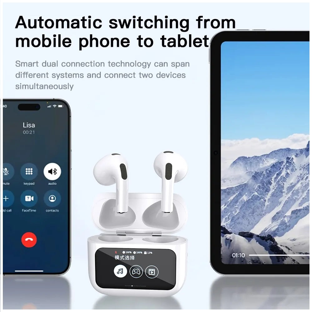 Auriculares Inalámbricos Pantalla Táctil Conexión Doble 30 Horas de Autonomía