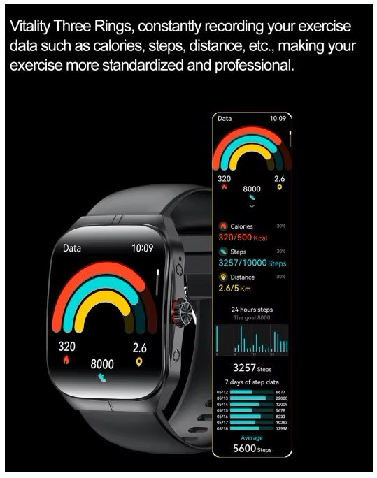 Smartwatch HK80 Pantalla AMOLED 1.95 pulgadas, IP68 Salud Deporte