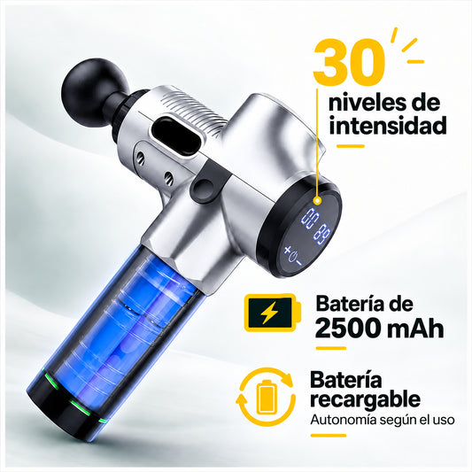 Masajeador de Percusión con Pantalla y 30 Niveles – Gris · información en castellano