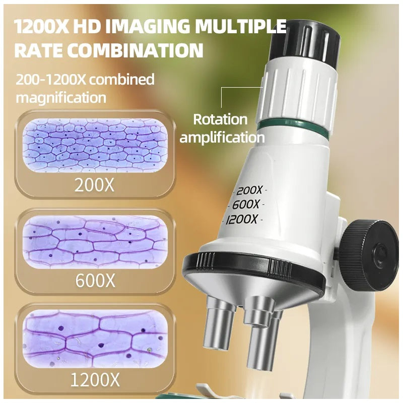 Microscopio Educativo Infantil 1200X Luz LED Lentes HD