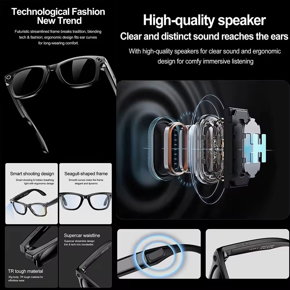 Gafas Inteligentes M01 con Cámara HD ChatGPT Traducción y Reducción de Ruido