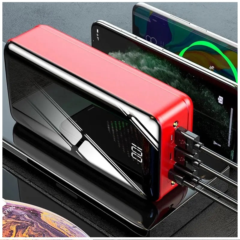 Cargador Portátil Power Bank 50000 mAh 3USB Tipo C Lightning linterna Rojo