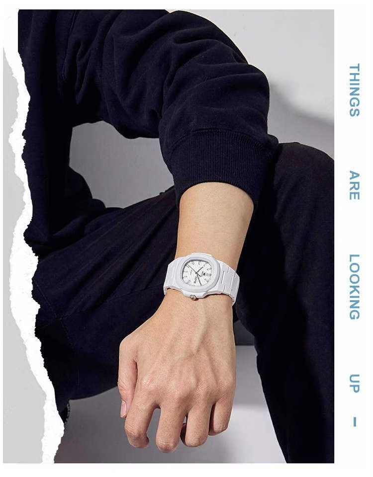 Reloj Deportivo Cuadrado Correa de Resina Moderno y Resistente al Agua
