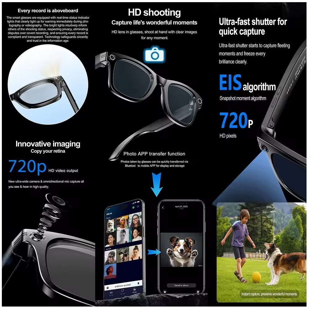 Gafas Inteligentes M01 con Cámara HD ChatGPT Traducción y Reducción de Ruido
