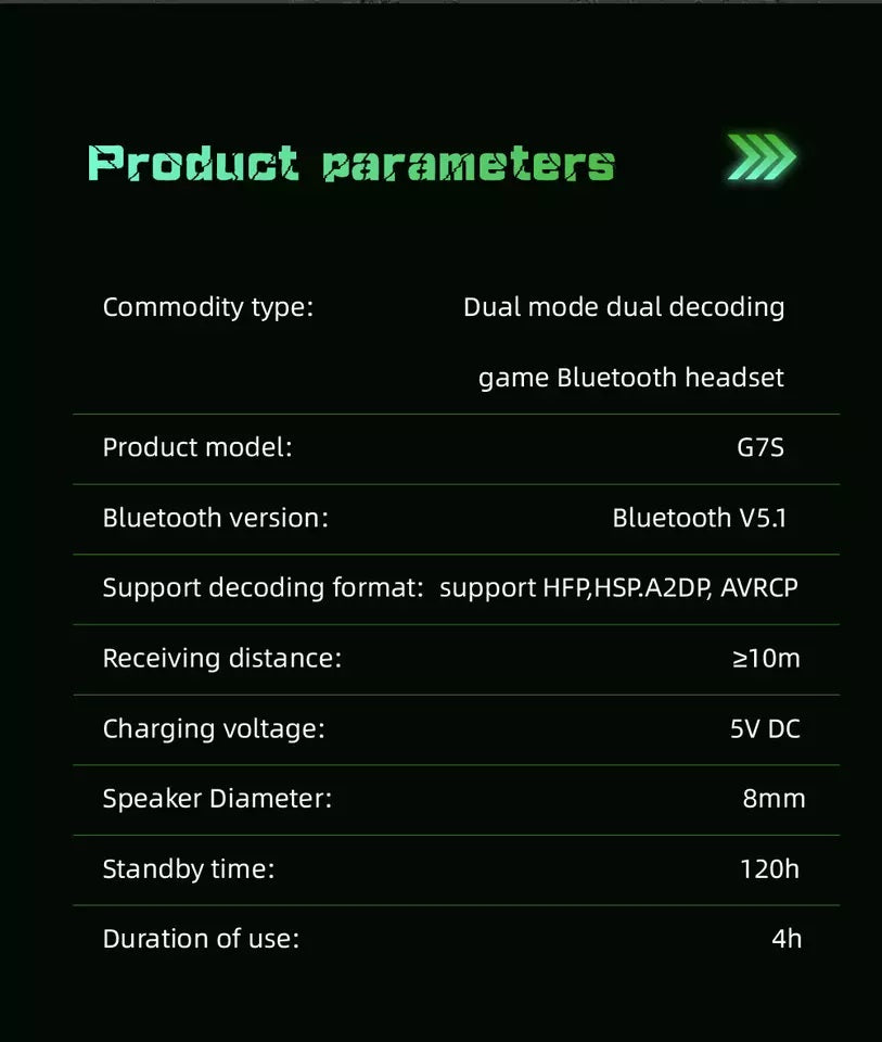 Audífonos inalámbricos Bluetooth Gamer G7S V.5.1