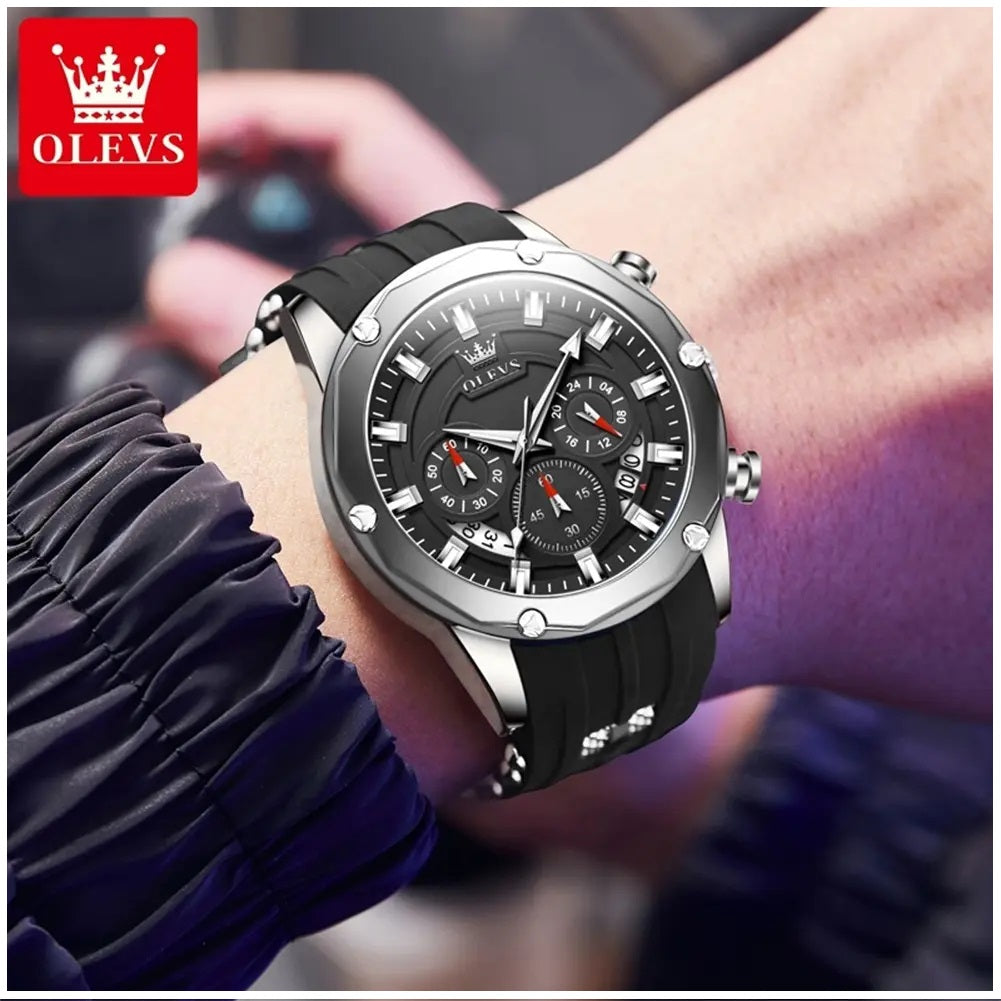 Reloj Deportivo de Lujo OLEV Acero Inoxidable Cuarzo Sumergible 30M