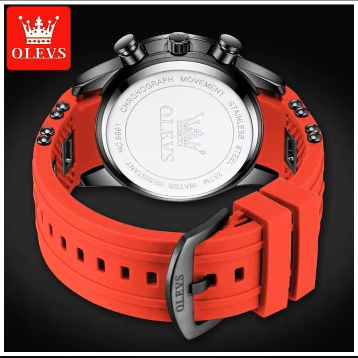 Reloj Quartz Deportivo de Lujo OLEV Cronógrafo Cuarzo Sumergible 30M