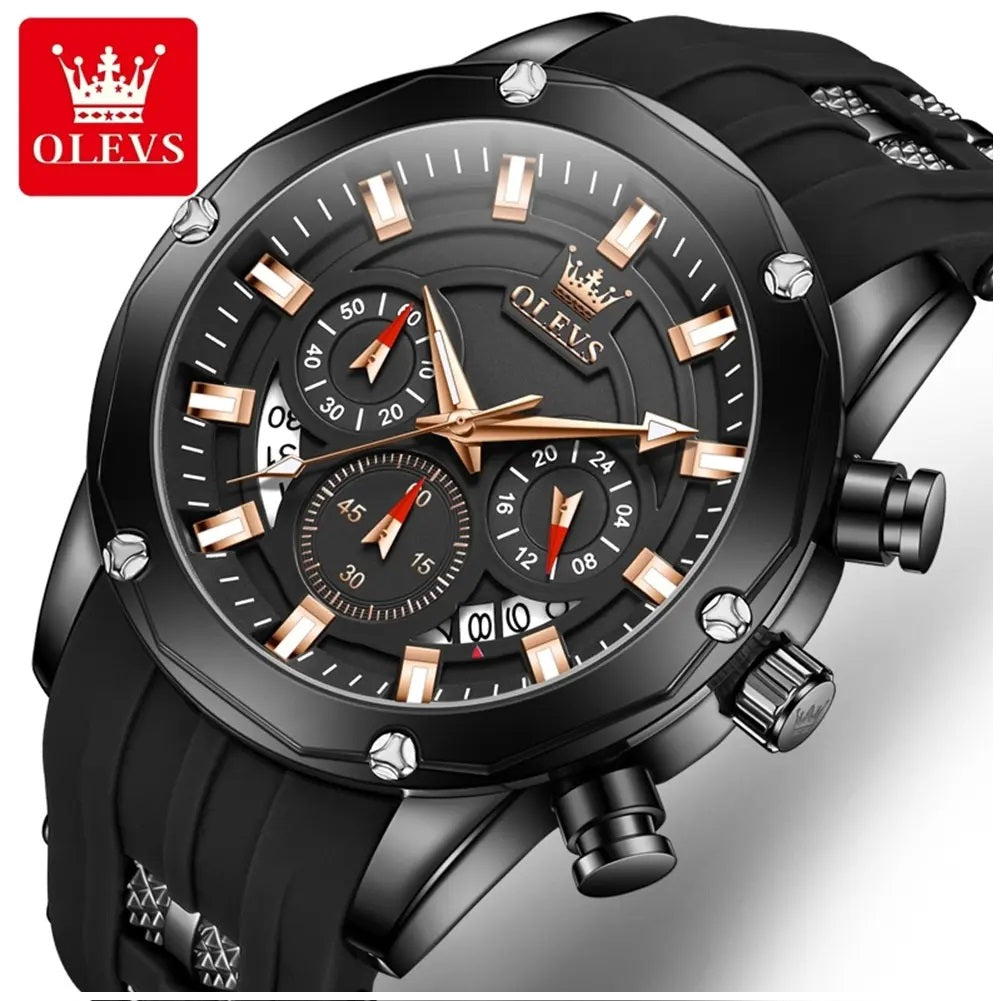 Reloj Deportivo de Lujo OLEV Acero Inoxidable Cuarzo Sumergible 30M