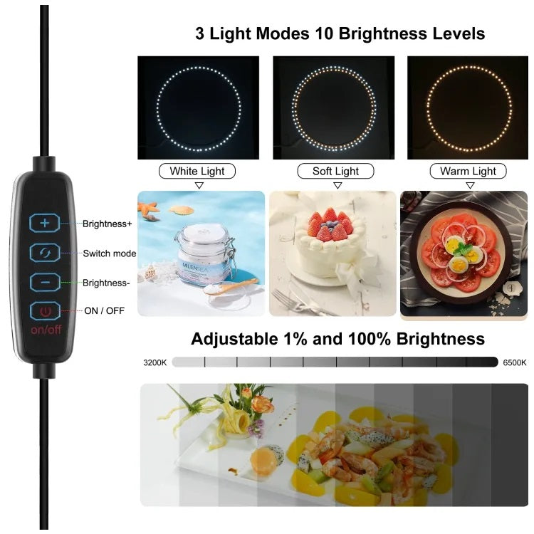 Estudio Portátil Caja Luz Fotográfica Plegable 30cm Luces LED Anillo