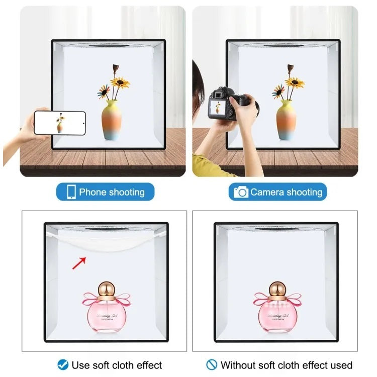 Estudio Portátil Caja Luz Fotográfica Plegable 30cm Luces LED Anillo
