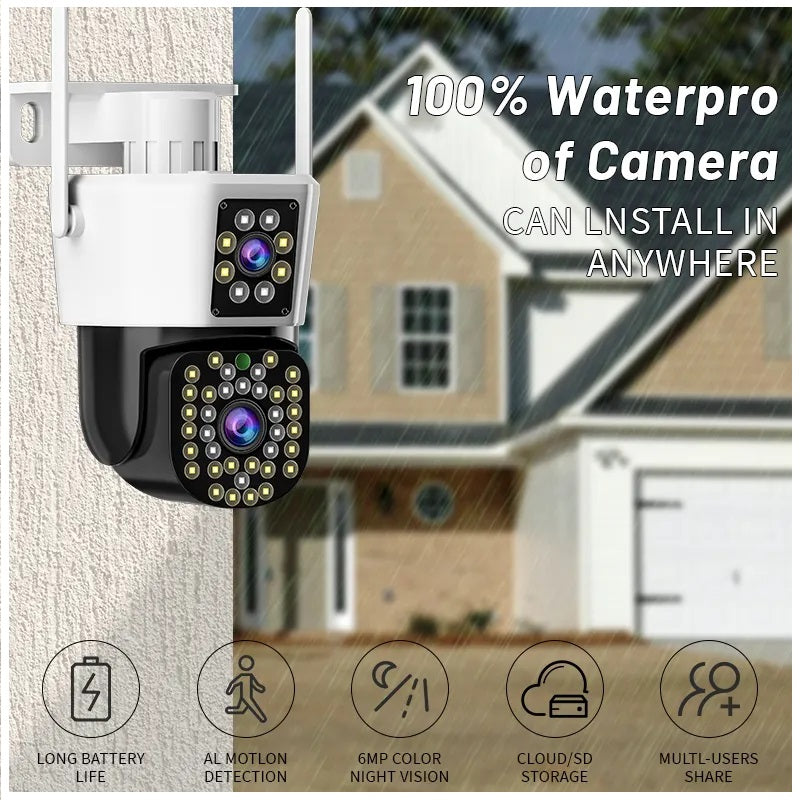 Cámara Seguridad WiFi Doble Lente Monitoreo 360° Full HD 110° Visión