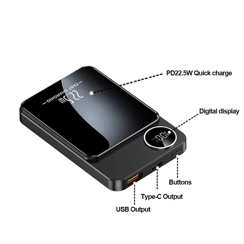 Batería Portátil Power Bank Magnética carga Inalámbrica 30000 mAh 22W