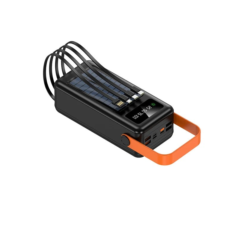 Batería Portátil Power Bank Solar 40000mAh Cables Integrados Luz LED