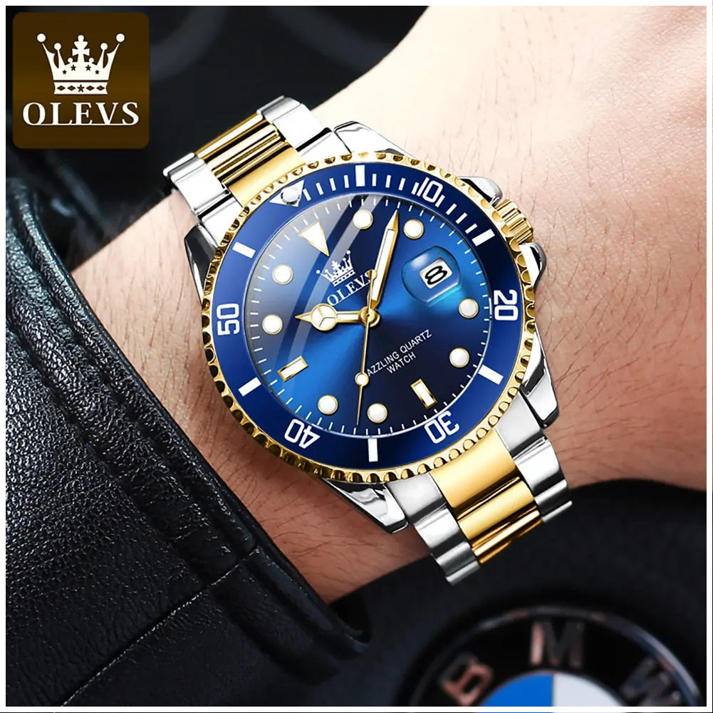 Reloj para Hombre de Lujo OLEVS Acero Inoxidable Cuarzo Sumergible 30M