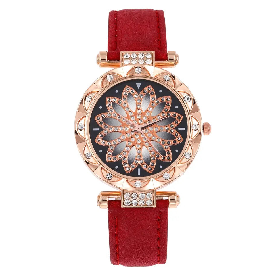 Set de lujo para Mujeres con Reloj Colgante Aros Anillo y Pulsera