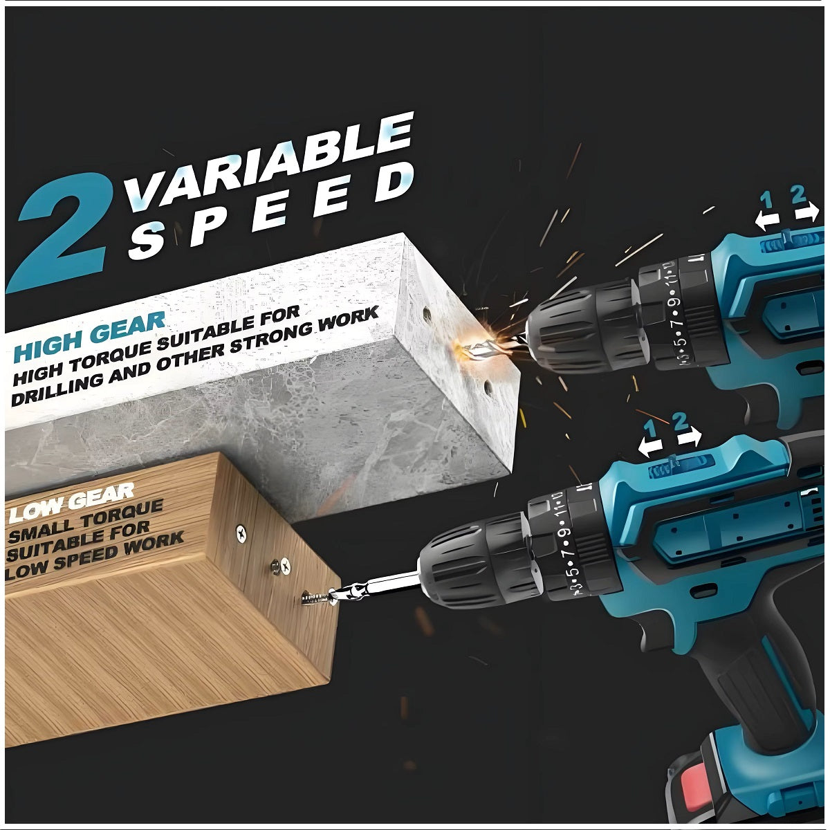 Taladro Portátil Recargable 36V con 24 Accesorios 32Nm Máx. Luz Led