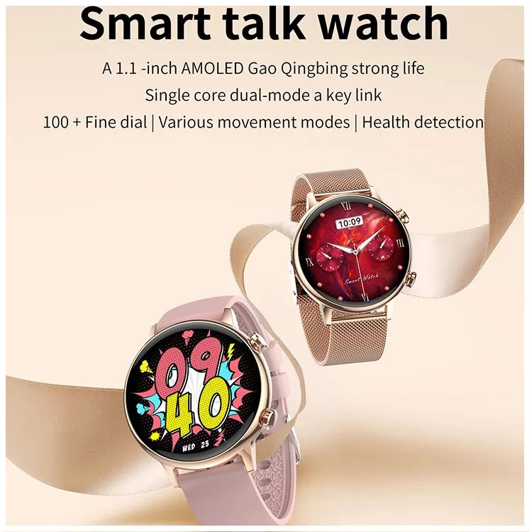 Reloj Inteligente Smartwatch Bluetooth Mujer Pantalla AMOLED Correa Metálica