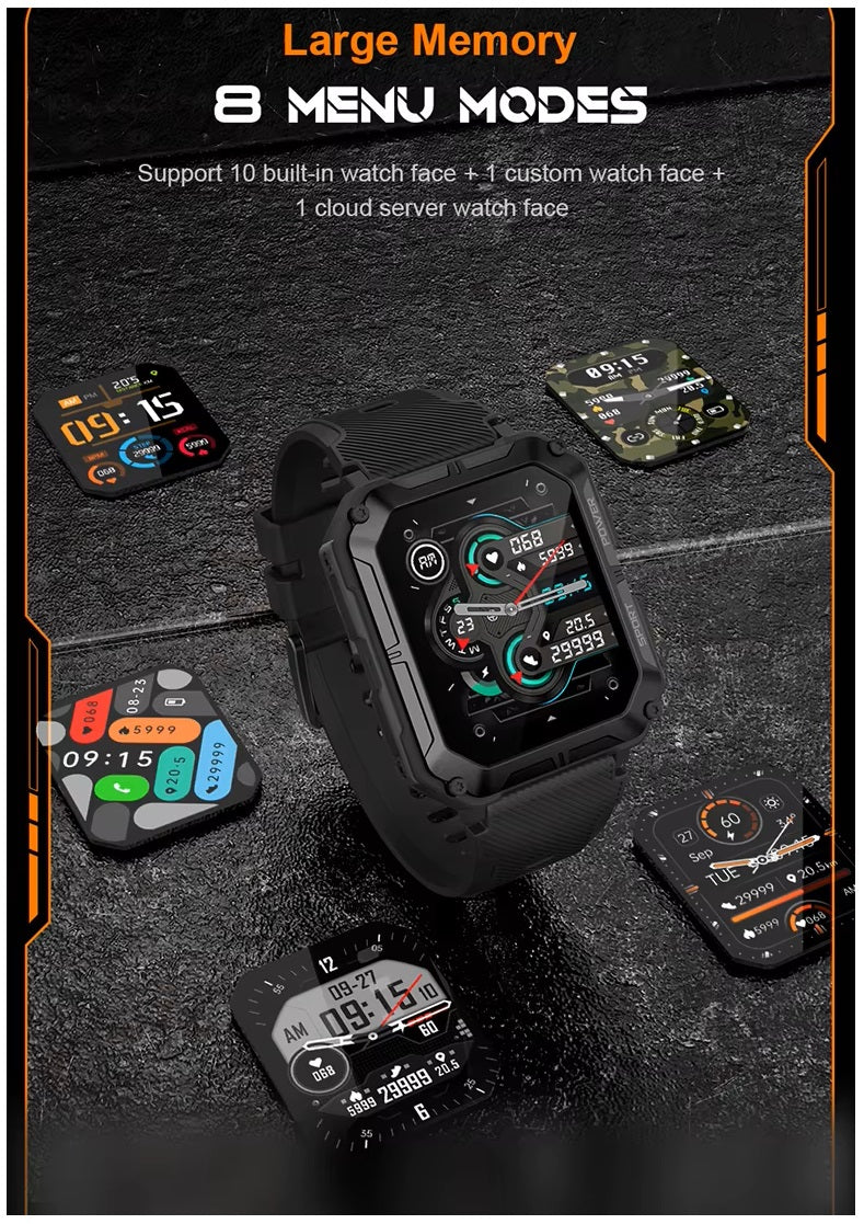 Smartwatch Deportivo C20Pro 1,83” HD | Llamadas BT, IP68, 123 Modos Deportivos, Monitor Salud, Batería 380mAh