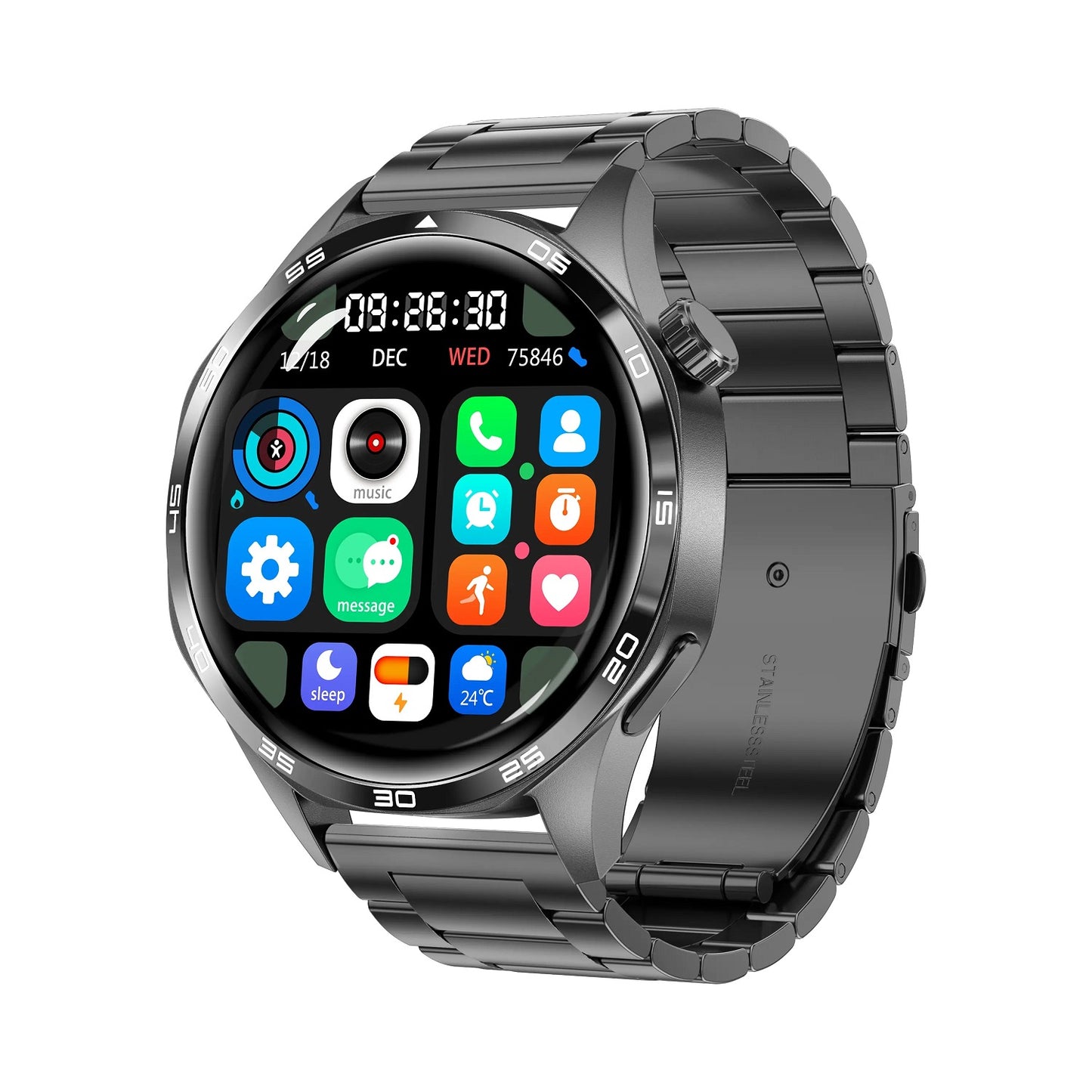 Smartwatch GT5 PRO Correa Metálica Monitor de Salud 247 IP67 BT 300mAh