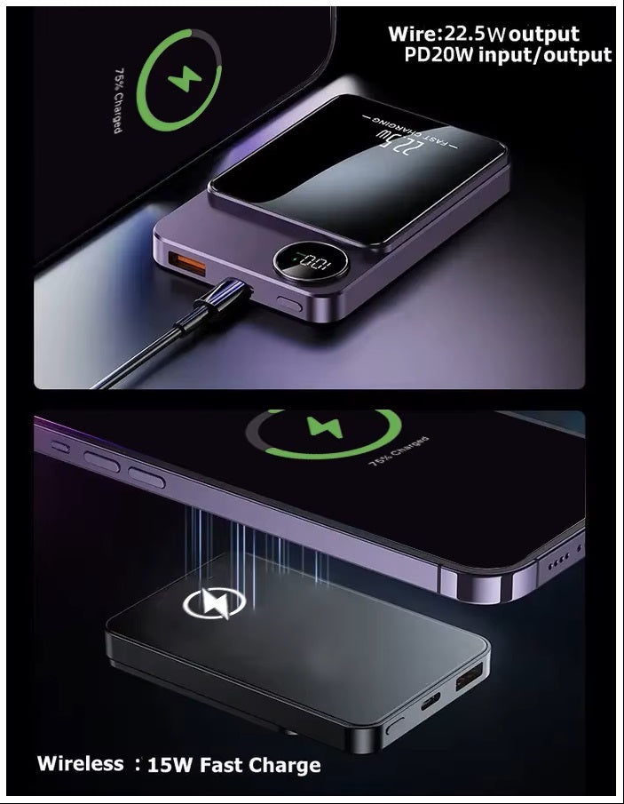 Batería Portátil Power Bank Magnética carga Inalámbrica 30000 mAh 22W