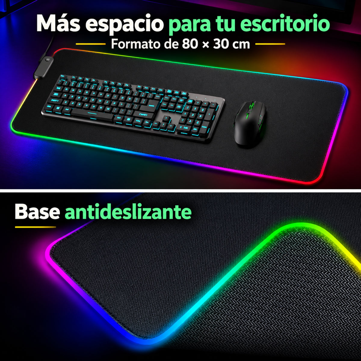 Mousepad Gamer RGB 80×30 cm – Diseño Astronauta Rojo · información en castellano