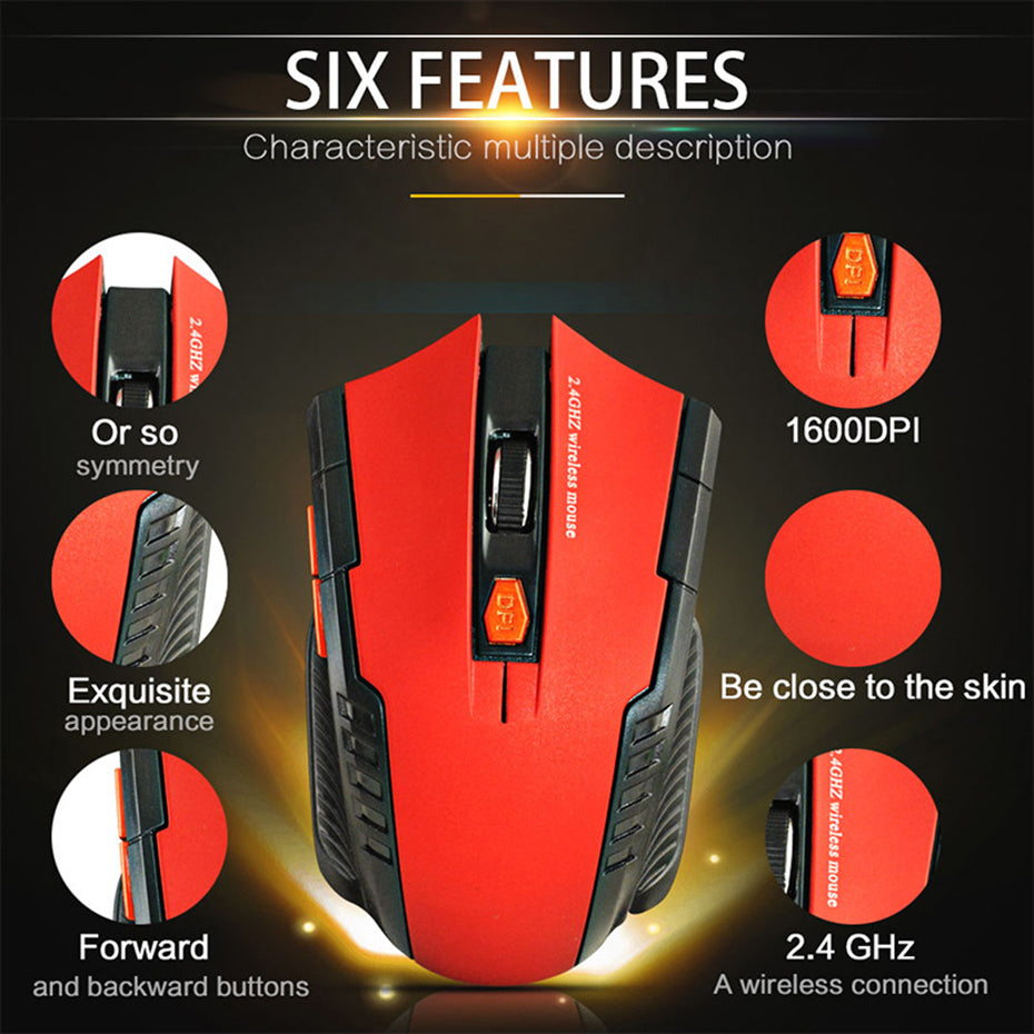 Mouse Gamer 1600 DPI Bluetooth 2.4 Ghz para Windows y Mac