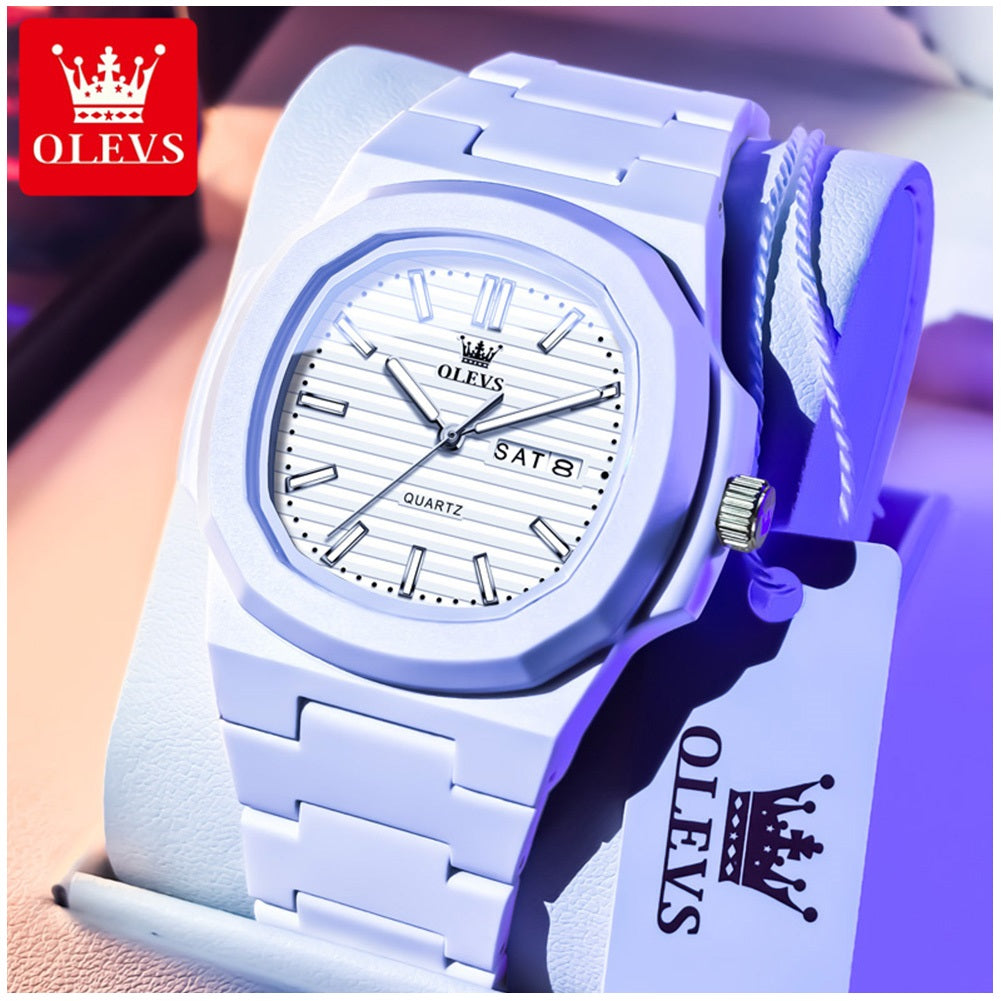 Reloj Deportivo Cuadrado Correa de Resina Moderno y Resistente al Agua
