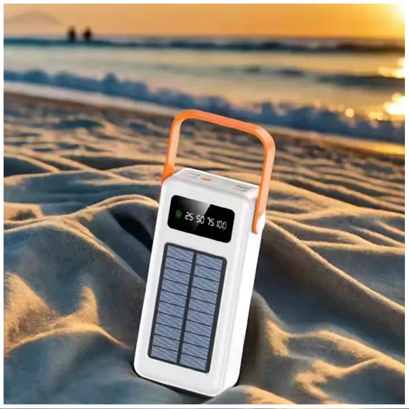 Batería Portátil Power Bank Solar 40000mAh Cables Integrados Luz LED