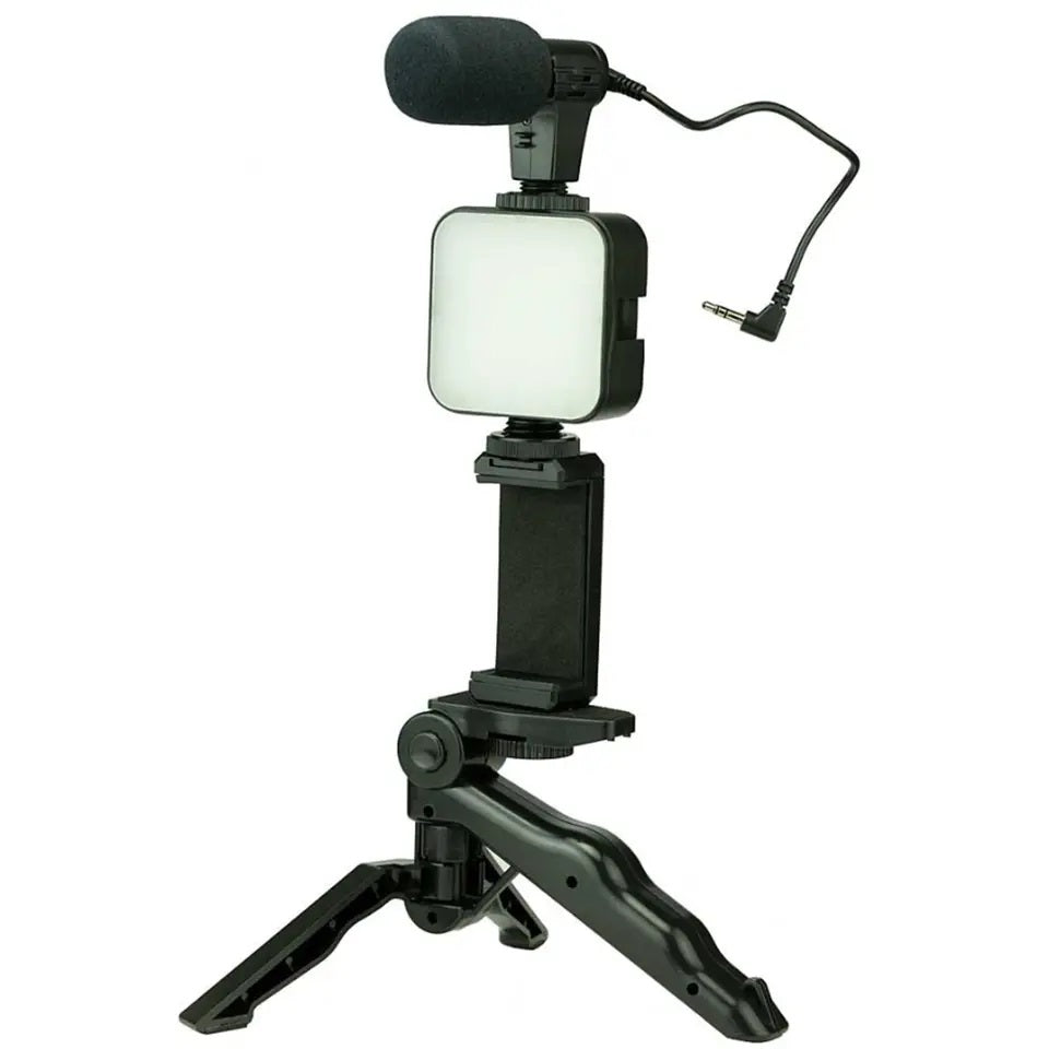 Kit de Grabación Micrófono Luz Led Soporte Control Remoto Trípode