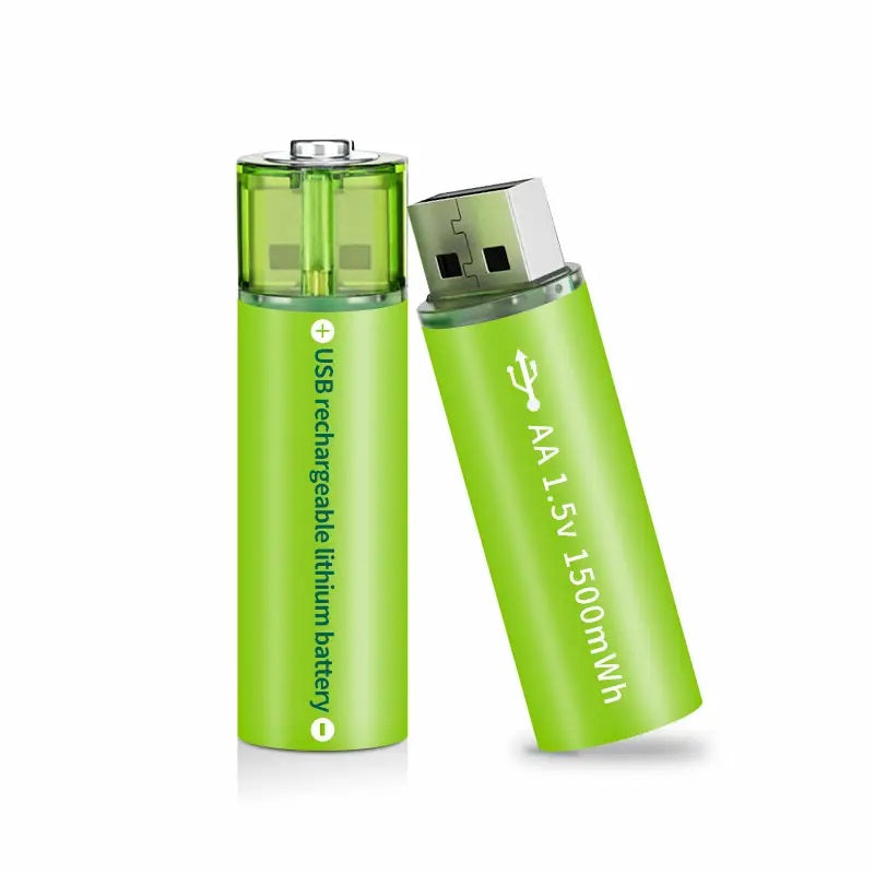 Pack de 4 Pilas AA USB Litio Recargables 1.5V 2200mAh 1200 Cargas