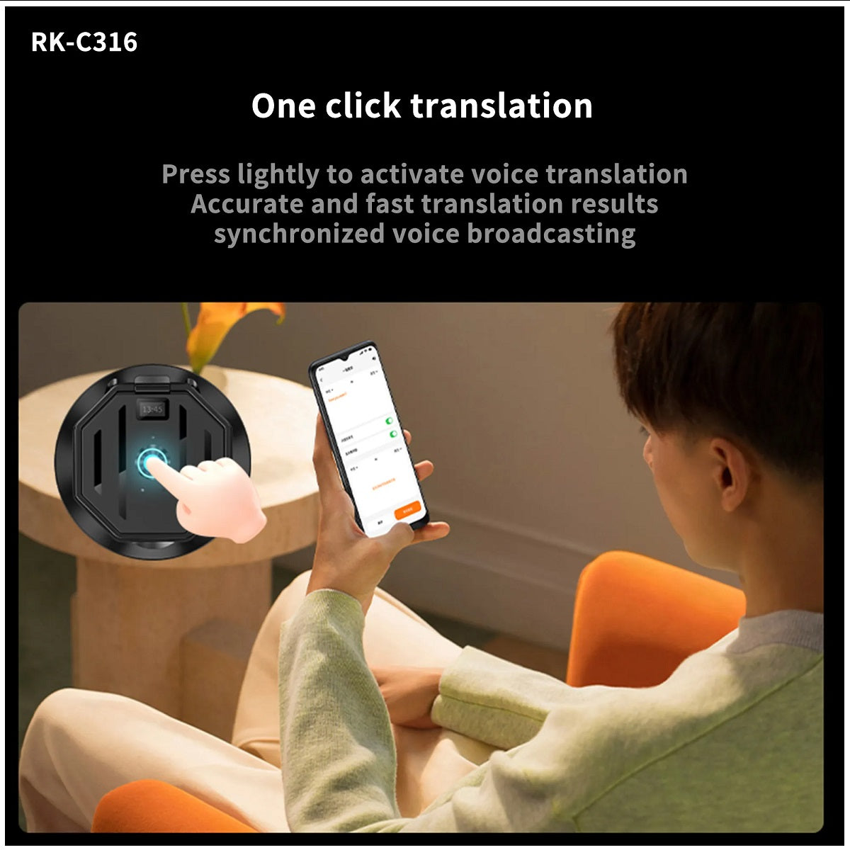 Traductor Inteligente Traducción AI Instantánea de Voz 70 Idiomas