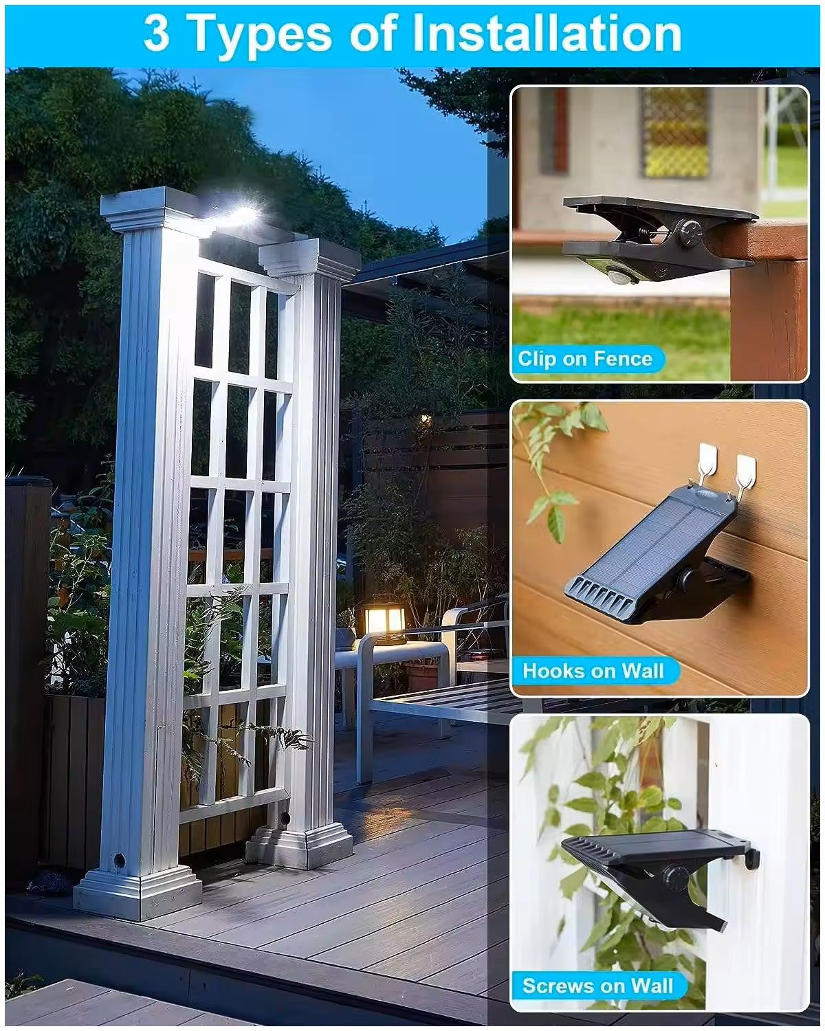 Luz Solar LED Clip 75 lm/w Temperatura 6000K 2000mah IP55 Luz Fría