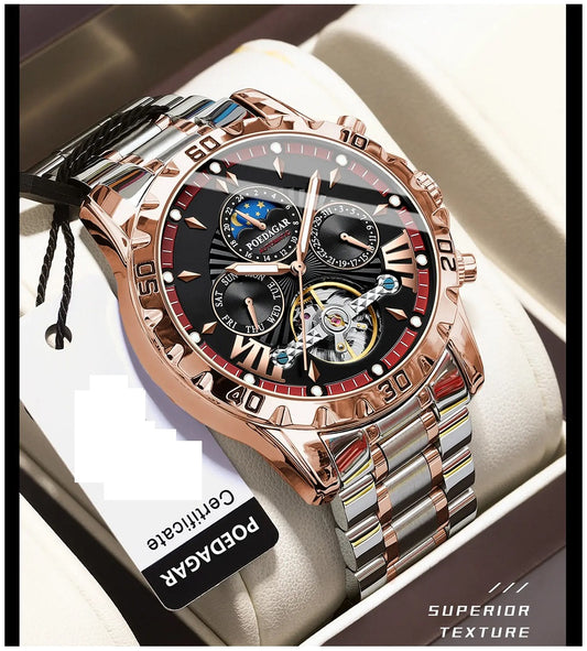 Reloj Automático de Lujo para Hombre Mecánico Impermeable 3ATM