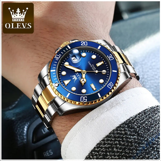 Reloj para Hombre de Lujo OLEVS Acero Inoxidable Cuarzo Sumergible 30M
