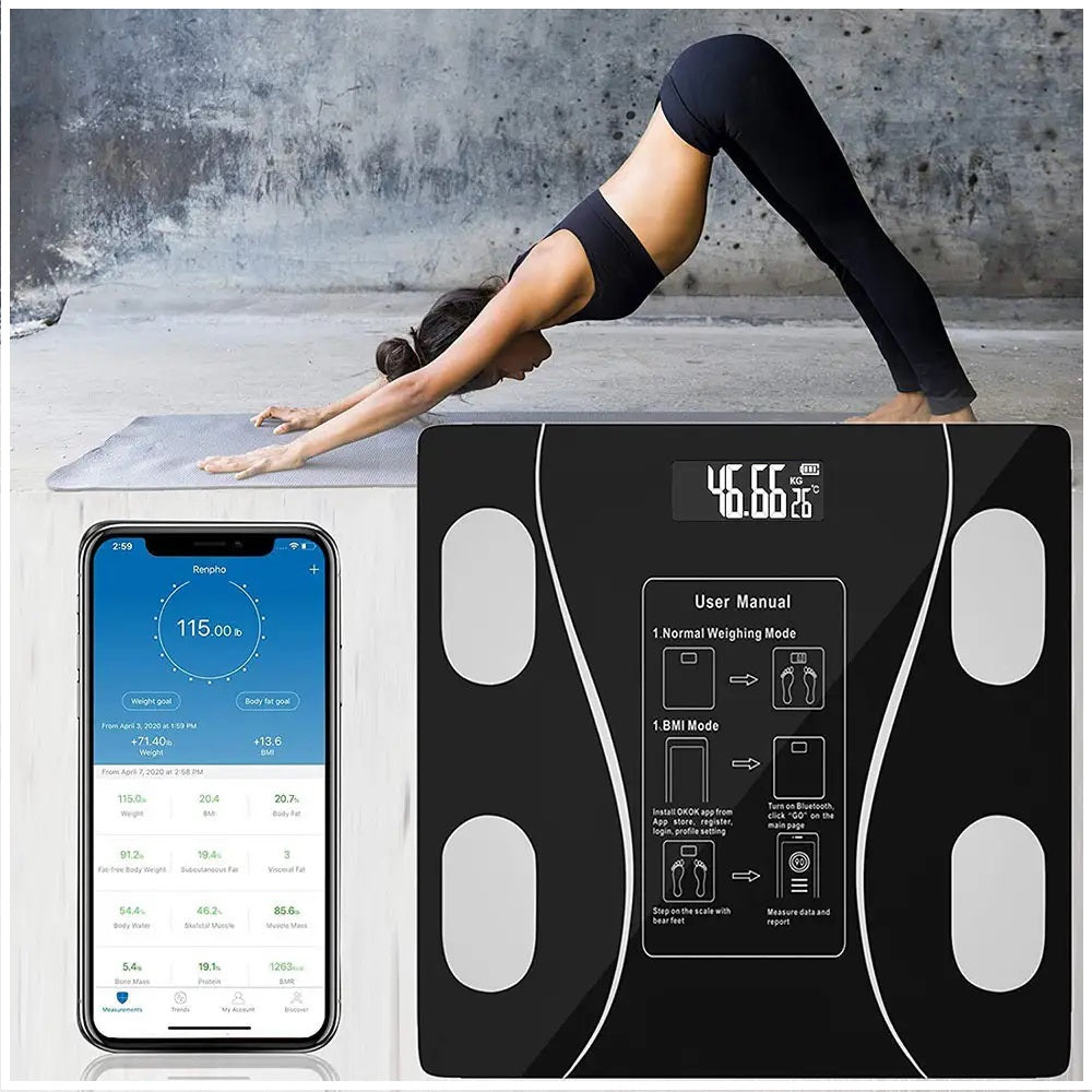 Pesa Balanza Digital Avanzada 180Kg 79 Análisis Composición Corporal Conexión Bluetooth