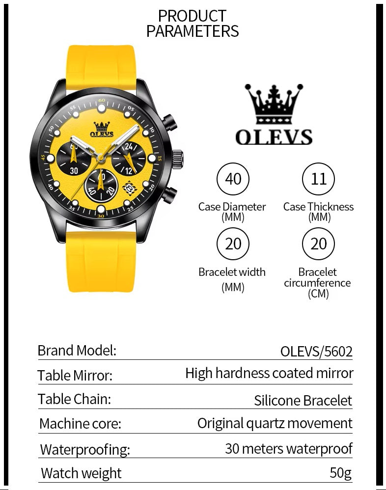 Reloj Deportivo Multifuncional para Hombre con Cronógrafo, Calendario