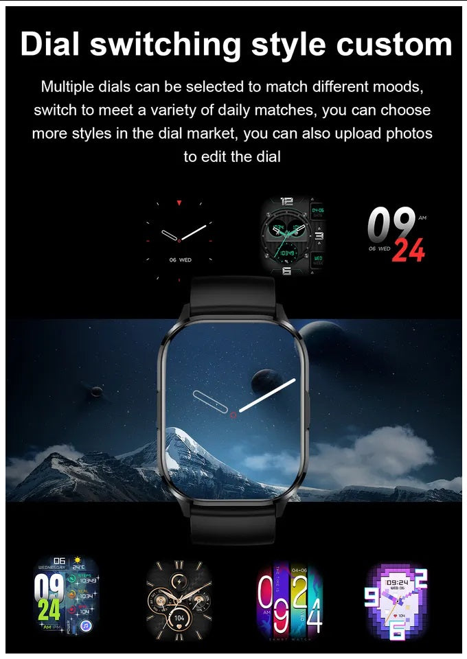 Smartwatch Pantalla AMOLED 2.01 Monitor de Ritmo Cardíaco
